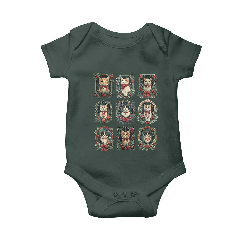 Christmas Cat Baby Onesie Vintage Kitten Victorian Holly Wreath TS09 Print Your Wear