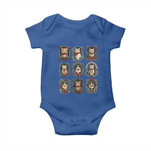 Christmas Cat Baby Onesie Vintage Kitten Victorian Holly Wreath TS09 Royal Blue Print Your Wear