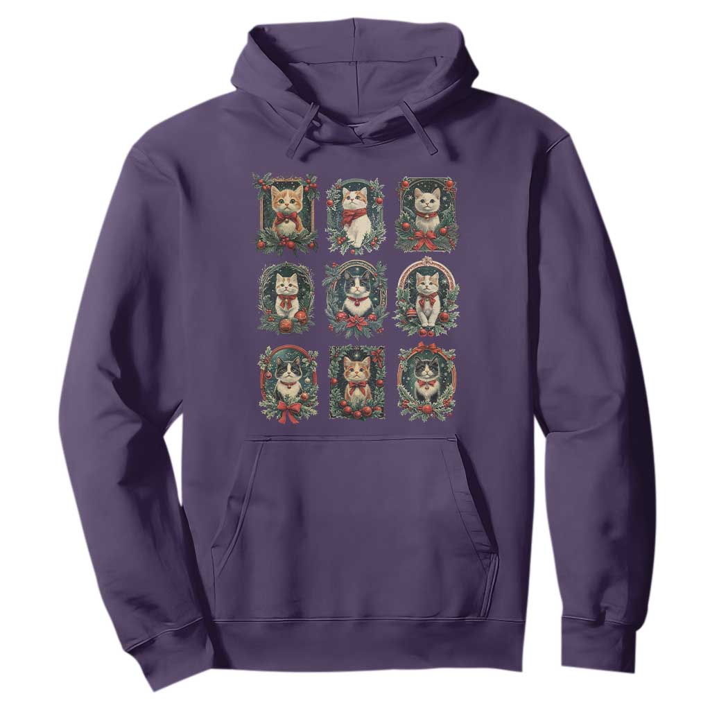 Christmas Cat Hoodie Vintage Kitten Victorian Holly Wreath TS09 Purple Print Your Wear