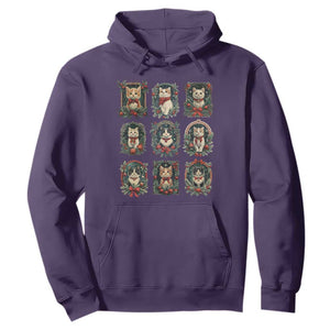 Christmas Cat Hoodie Vintage Kitten Victorian Holly Wreath TS09 Purple Print Your Wear
