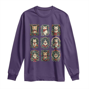 Christmas Cat Long Sleeve Shirt Vintage Kitten Victorian Holly Wreath TS09 Purple Print Your Wear