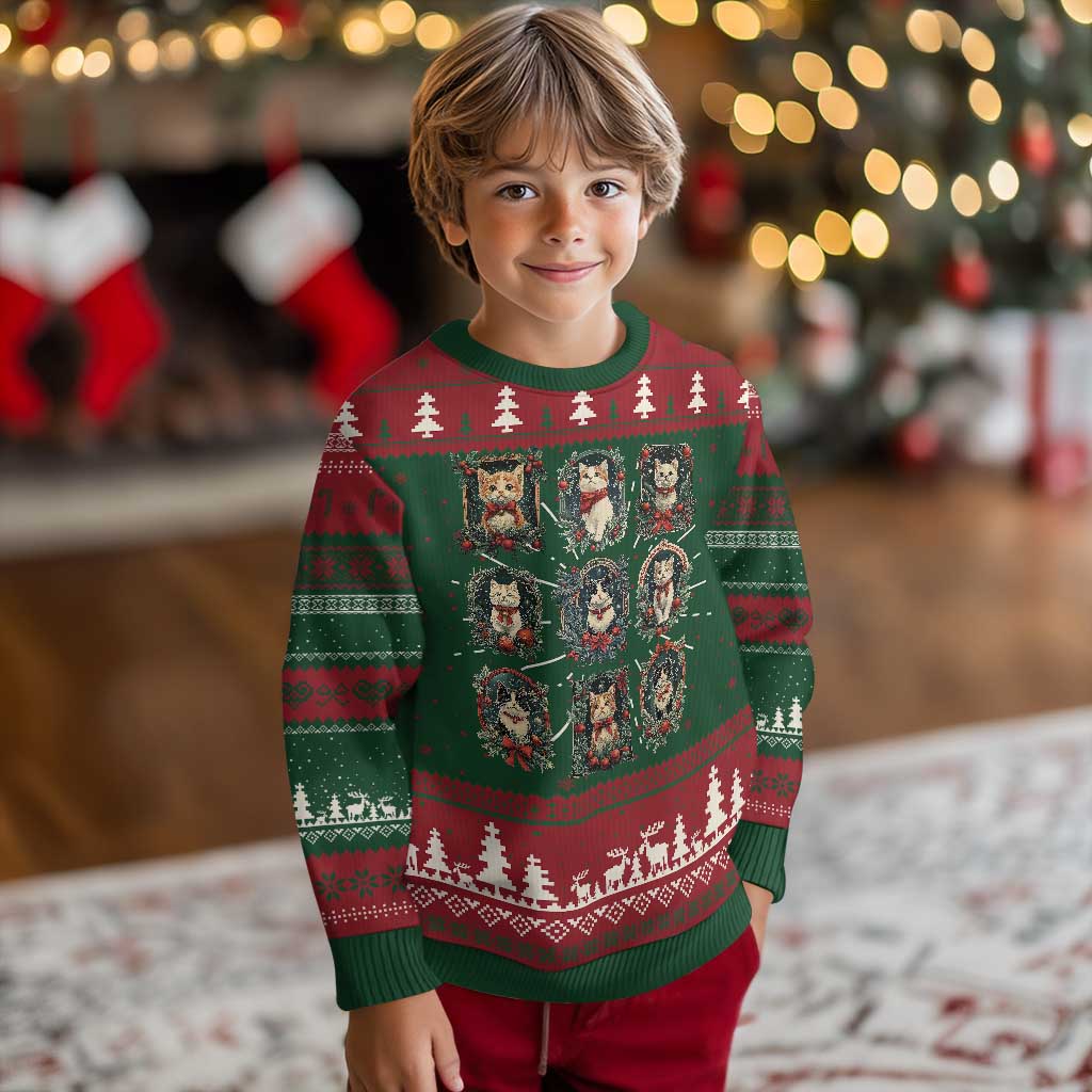 Xmas Cat Ugly Christmas Sweater Vintage Kitten Victorian Holly Wreath TS09 Christmas Print Your Wear