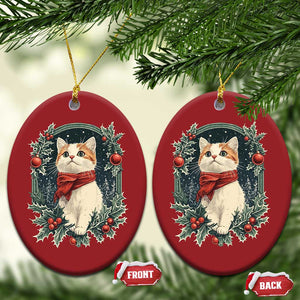 Xmas Cat Christmas Ornament Vintage Kitten Victorian Royal Holly TS09 Oval Red Print Your Wear