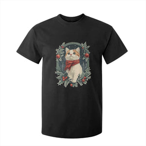 Christmas Cat T Shirt For Kid Vintage Kitten Victorian Royal Holly TS09 Black Print Your Wear