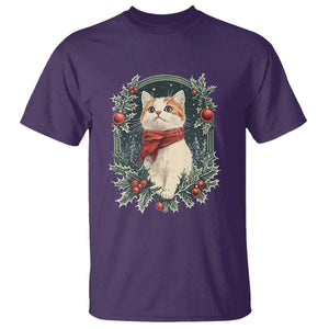 Christmas Cat T Shirt Vintage Kitten Victorian Royal Holly TS09 Purple Print Your Wear