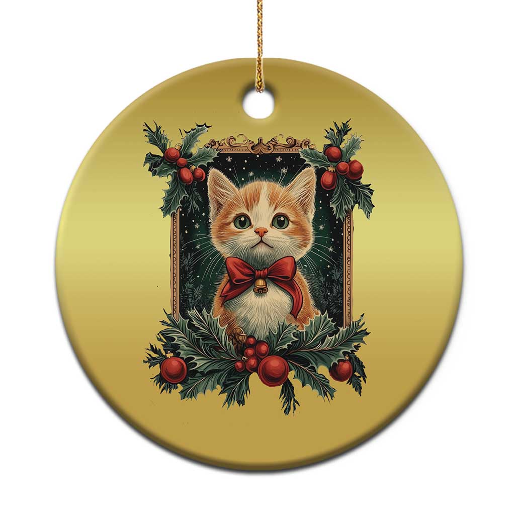 Xmas Cat Christmas Ornament Vintage Kitten Royal Victorian Holly Wreath TS09 Print Your Wear