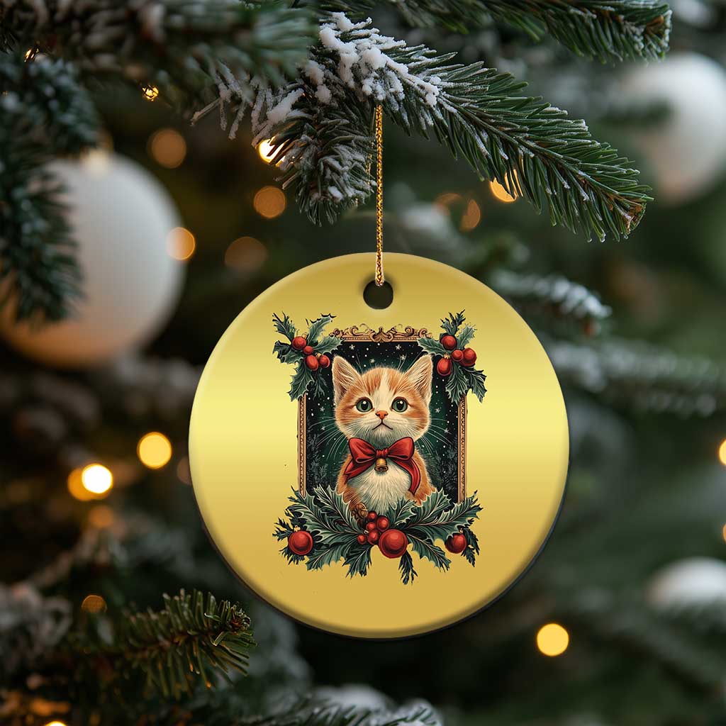 Xmas Cat Christmas Ornament Vintage Kitten Royal Victorian Holly Wreath TS09 Print Your Wear