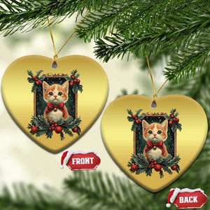 Xmas Cat Christmas Ornament Vintage Kitten Royal Victorian Holly Wreath TS09 Heart Gold Print Your Wear