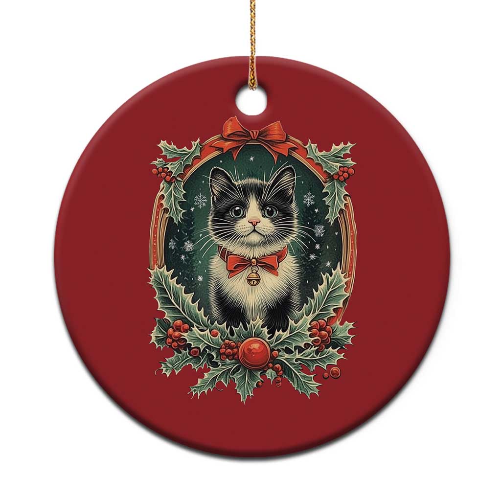 Xmas Cat Christmas Ornament Vintage Kitten Royal Holly Victorian Wreath TS09 Print Your Wear