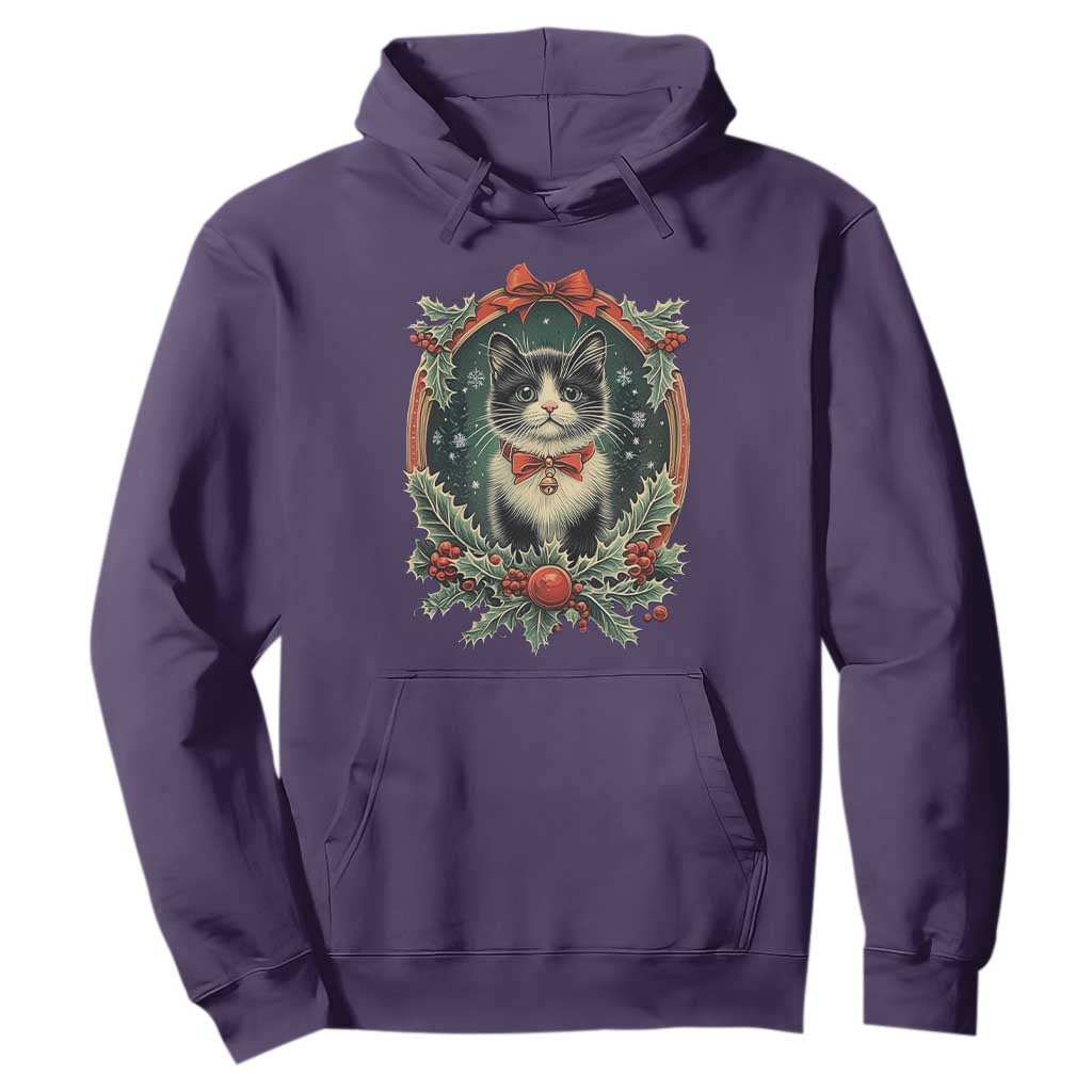 Christmas Cat Hoodie Vintage Kitten Royal Holly Victorian Wreath TS09 Purple Print Your Wear