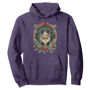 Christmas Cat Hoodie Vintage Kitten Royal Holly Victorian Wreath TS09 Purple Print Your Wear