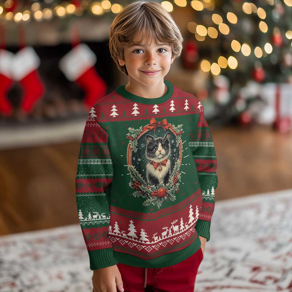 Xmas Cat Ugly Christmas Sweater Vintage Kitten Royal Holly Victorian Wreath TS09 Christmas Print Your Wear