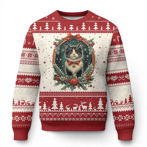 Xmas Cat Ugly Christmas Sweater Vintage Kitten Royal Holly Victorian Wreath TS09 Red Print Your Wear