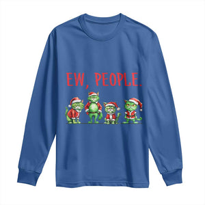 Funny Christmas Cat Long Sleeve Shirt Ew People Green Cat Santa TS09 Royal Blue Print Your Wear