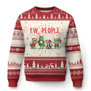 Funny Xmas Cat Ugly Christmas Sweater Ew People Green Cat Santa TS09 Red Print Your Wear