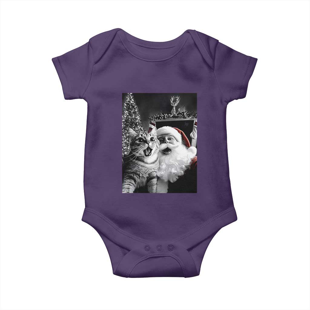Funny Christmas Cat Selfie With Santa Baby Onesie TS09 Purple Print Your Wear