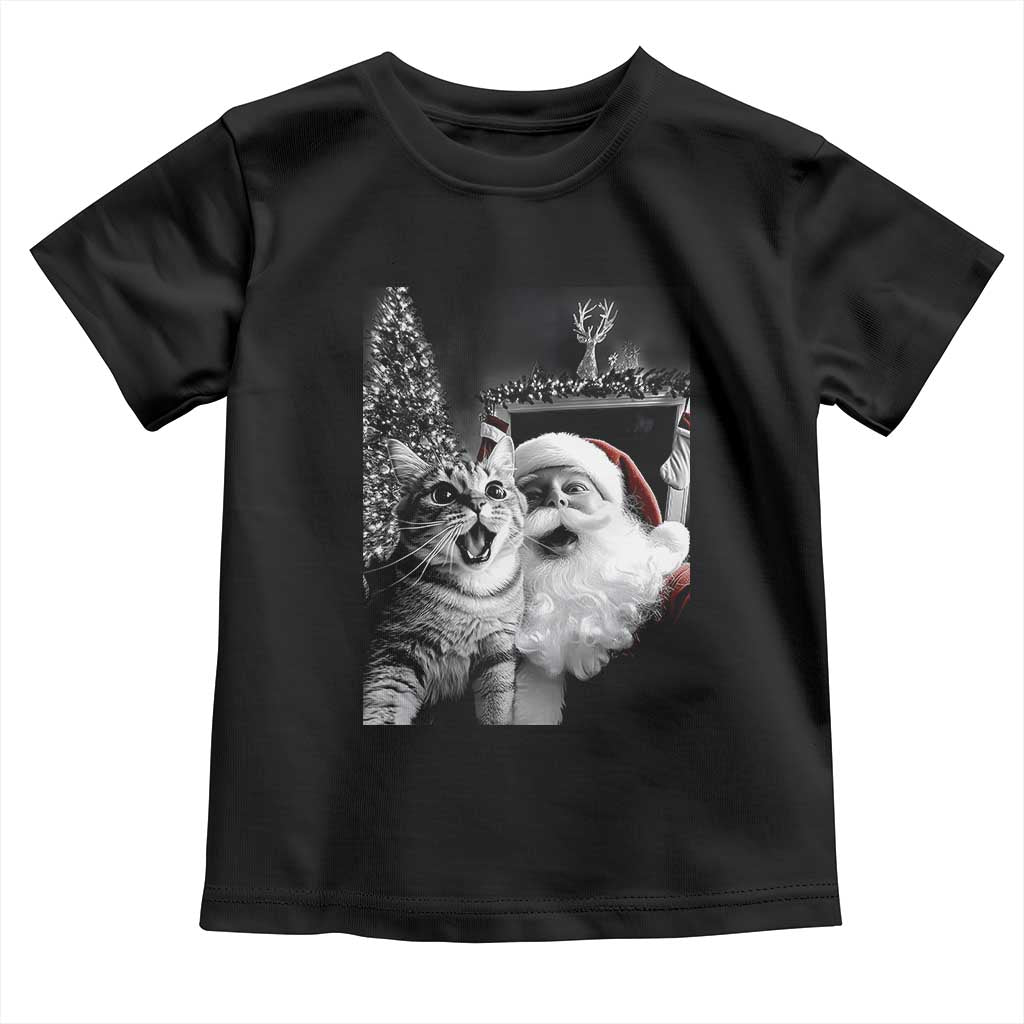 Funny Christmas Cat Selfie With Santa Baby Shirt TS09 Black Print Your Wear