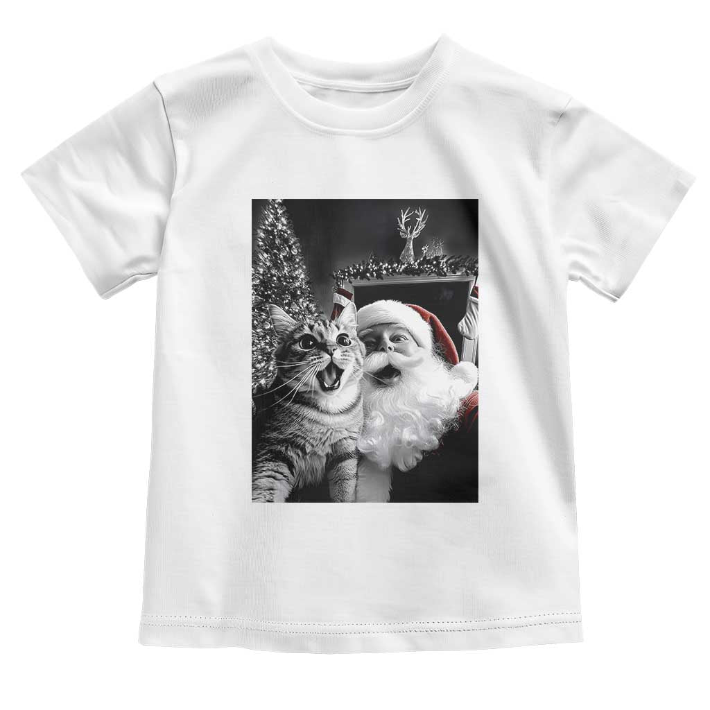 Funny Christmas Cat Selfie With Santa Baby Shirt TS09 White Print Your Wear
