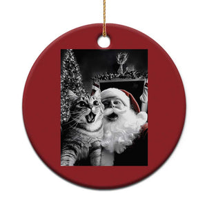 Funny Christmas Cat Selfie With Santa Christmas Ornament TS09 Print Your Wear