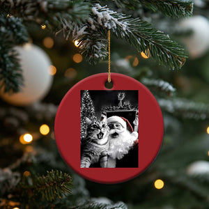 Funny Christmas Cat Selfie With Santa Christmas Ornament TS09 Print Your Wear