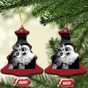 Funny Christmas Cat Selfie With Santa Christmas Ornament TS09 Christmas Tree Red Print Your Wear