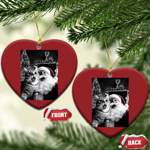 Funny Christmas Cat Selfie With Santa Christmas Ornament TS09 Heart Red Print Your Wear