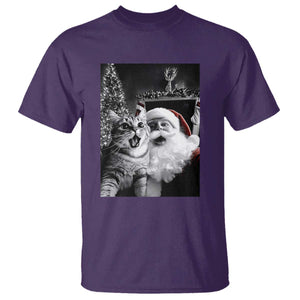 Funny Christmas Cat Selfie With Santa T Shirt TS09 Purple Print Your Wear