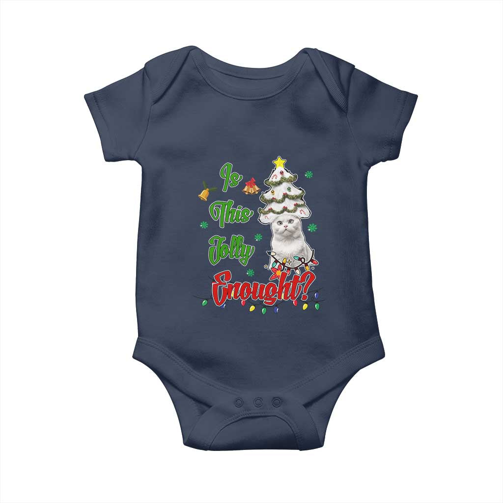 Christmas Cat Baby Onesie Is This Jolly Enough TS09 Navy Print Your Wear