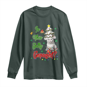 Christmas Cat Long Sleeve Shirt Is This Jolly Enough TS09 Dark Forest Green Print Your Wear