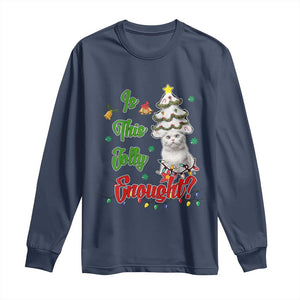 Christmas Cat Long Sleeve Shirt Is This Jolly Enough TS09 Navy Print Your Wear