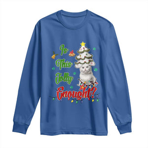 Christmas Cat Long Sleeve Shirt Is This Jolly Enough TS09 Royal Blue Print Your Wear