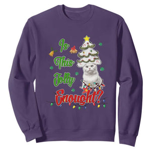 Christmas Cat Sweatshirt Is This Jolly Enough TS09 Purple Print Your Wear