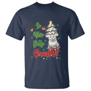 Christmas Cat T Shirt Is This Jolly Enough TS09 Navy Print Your Wear