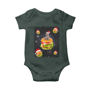 Funny Christmas Cat Baby Onesie Santa Cat Hamburger Lover Galaxy Outer Space TS09 Dark Forest Green Print Your Wear