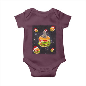 Funny Christmas Cat Baby Onesie Santa Cat Hamburger Lover Galaxy Outer Space TS09 Maroon Print Your Wear