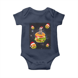 Funny Christmas Cat Baby Onesie Santa Cat Hamburger Lover Galaxy Outer Space TS09 Navy Print Your Wear