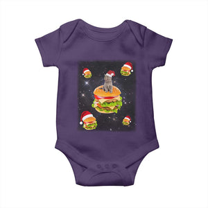 Funny Christmas Cat Baby Onesie Santa Cat Hamburger Lover Galaxy Outer Space TS09 Purple Print Your Wear