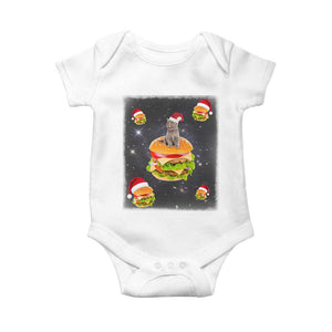 Funny Christmas Cat Baby Onesie Santa Cat Hamburger Lover Galaxy Outer Space TS09 White Print Your Wear