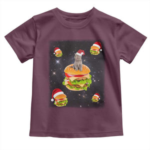 Funny Christmas Cat Baby Shirt Santa Cat Hamburger Lover Galaxy Outer Space TS09 Maroon Print Your Wear