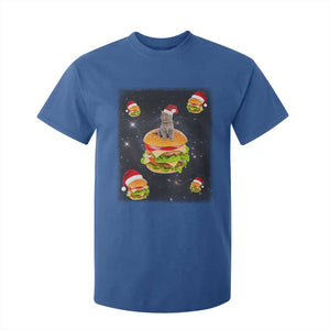 Funny Christmas Cat T Shirt For Kid Santa Cat Hamburger Lover Galaxy Outer Space TS09 Royal Blue Print Your Wear