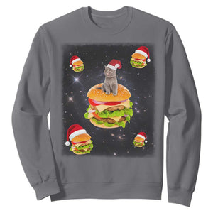 Funny Christmas Cat Sweatshirt Santa Cat Hamburger Lover Galaxy Outer Space TS09 Charcoal Print Your Wear