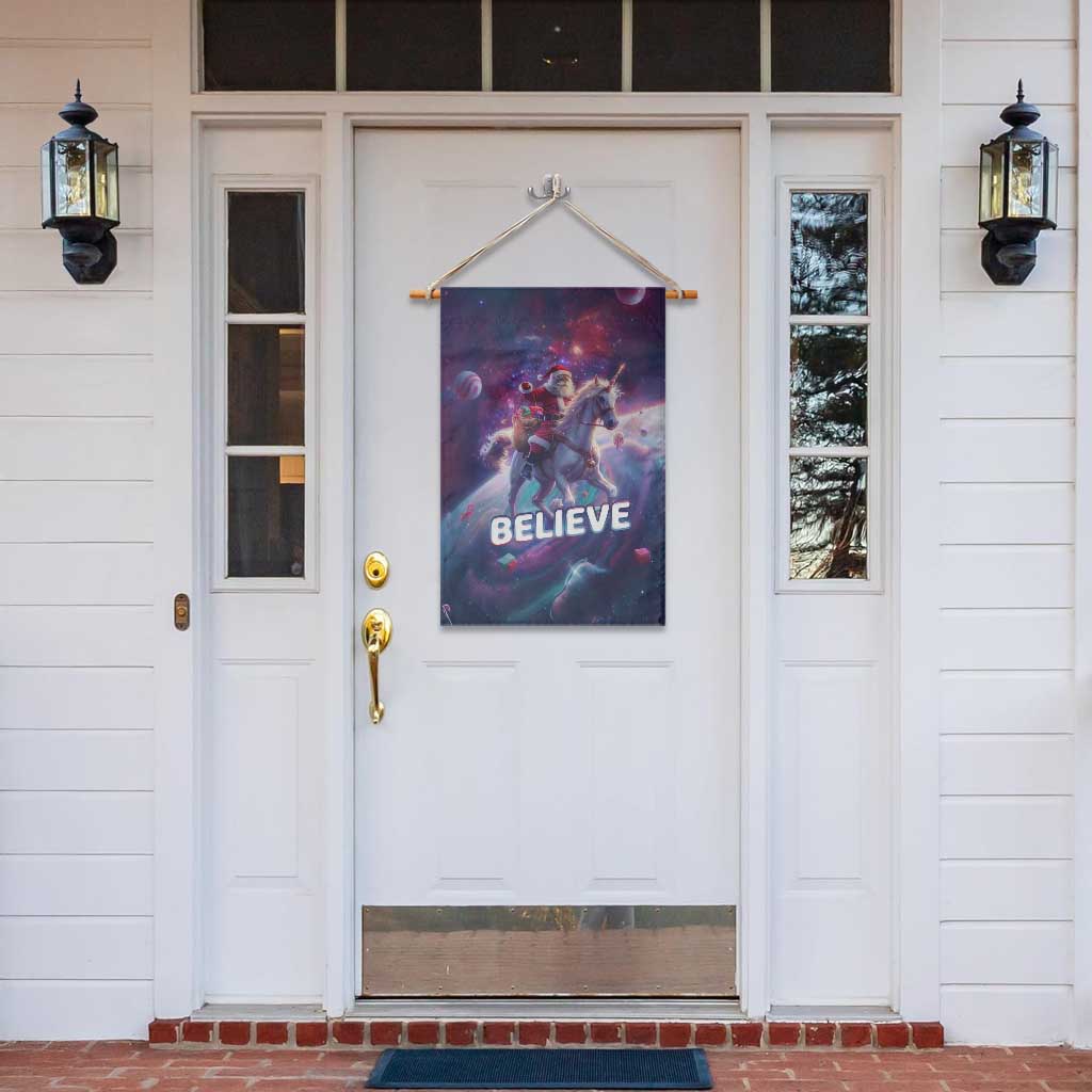 Funny Christmas Cat Garden Flag Santa Cat Riding Unicorn Galaxy Outer Space TS09 Print Your Wear
