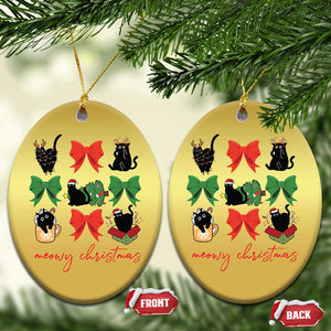 Funny Xmas Black Cat Christmas Ornament Meowy Christmas Cute Cats Coquette Bow TS09 Oval Gold Print Your Wear