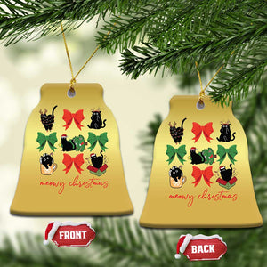 Funny Xmas Black Cat Christmas Ornament Meowy Christmas Cute Cats Coquette Bow TS09 Bell Flake Gold Print Your Wear