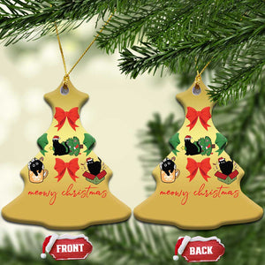 Funny Xmas Black Cat Christmas Ornament Meowy Christmas Cute Cats Coquette Bow TS09 Christmas Tree Gold Print Your Wear