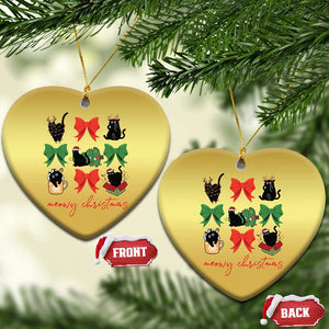 Funny Xmas Black Cat Christmas Ornament Meowy Christmas Cute Cats Coquette Bow TS09 Heart Gold Print Your Wear