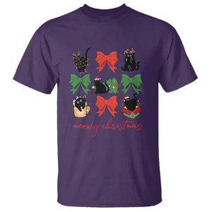 Funny Christmas Black Cat T Shirt Meowy Christmas Cute Cats Coquette Bow TS09 Purple Print Your Wear