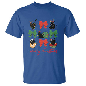 Funny Christmas Black Cat T Shirt Meowy Christmas Cute Cats Coquette Bow TS09 Royal Blue Print Your Wear