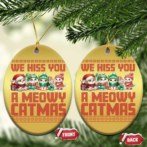 Xmas Cat Christmas Ornament We Hiss You A Meowy Catmas TS09 Oval Gold Print Your Wear