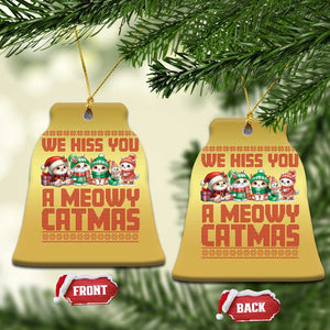 Xmas Cat Christmas Ornament We Hiss You A Meowy Catmas TS09 Bell Flake Gold Print Your Wear